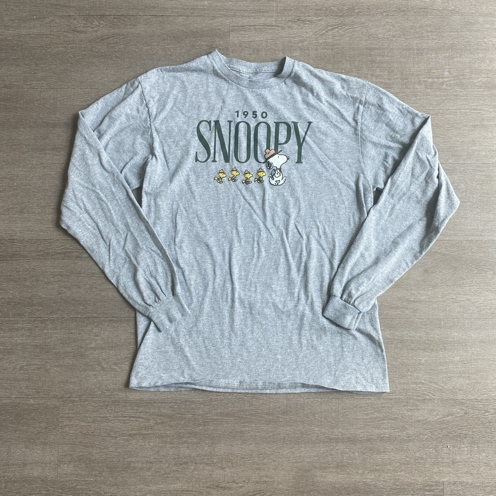 Peanuts 1950's Camper Snoopy Grey Long Sleeve Graphic Women's M/L Athletic 1399